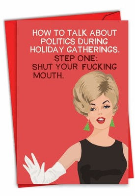 (1 Card) Politics During Holidays - Funny Merry Christmas Greeting Card