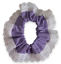 Handmade Purple Lace Scrunchie Vintage-Inspired Hair Tie Ponytail Holder
