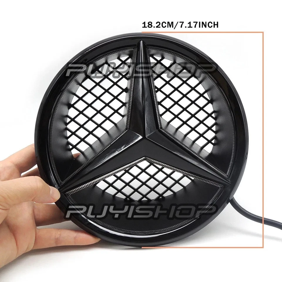 RGB Negro Parrilla LED Emblema Logo Insignia Luz Para Mercedes Benz Clase C GLK Snap Foto 2 de 4