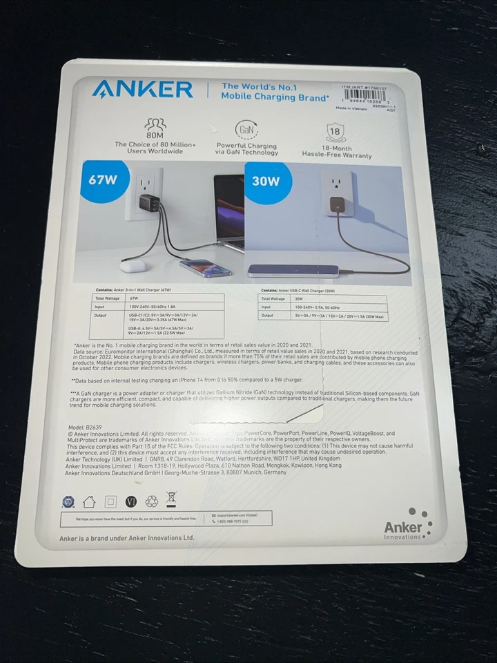 Anker Fast Charging Adapter with 67W USB C Charger &30W GaN PIQ 3.0 Wall Charger - Image 3 of 3