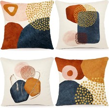 YCOLL Cushion Cover 45 x 45 cm, Set of 4 Decorative Cushion Covers, Linen Cushi
