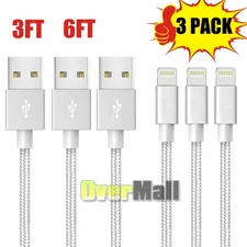 3-PACK USB Data Fast Charger Cable Cord For Apple iPhone 5 6 7 8 X 11 12 13 MAX