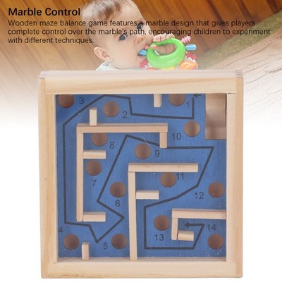 Blue Wooden Maze Balance Game Interactive Educational Desktop Wooden Maze Mable