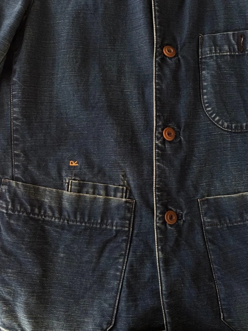 45R 45rpm R-by45rpm Indigo Coverall Jacket Denim Work Coat Size L Vintage Japan - product detail image 6