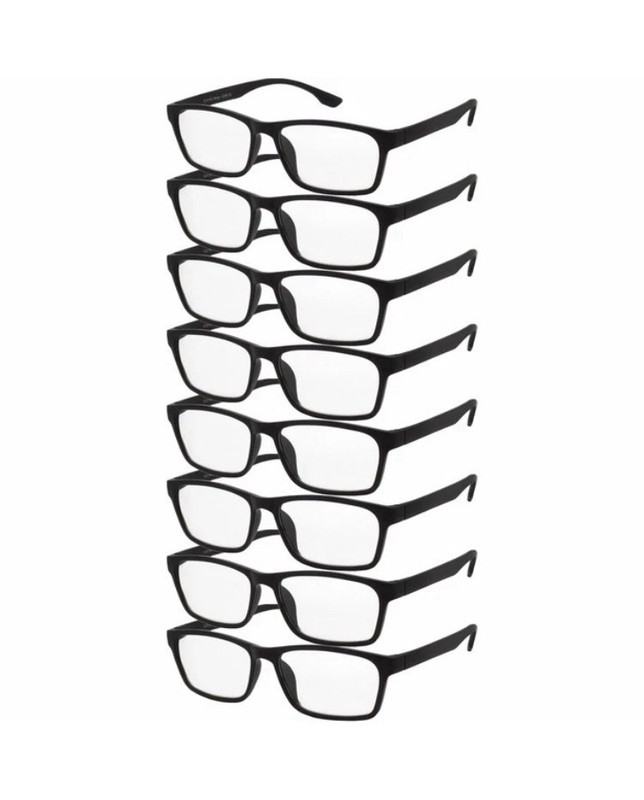 Mens Womens Reading Glasses 8 PACK Square Frame Readers Unisex Style Specs NEW