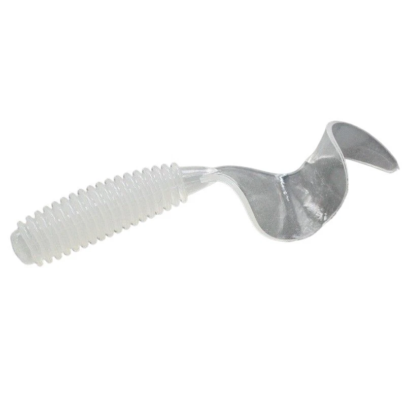 Clear Minnow Flash Silver Glitter 2 inch 100 Pack Curl Tail Grubs - Image 2 of 2