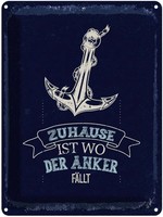 Blechschild 40X30 Cm Zuhause Ist Wo Der Anker FäLlt Spruch Zitat Deko Geschenk M