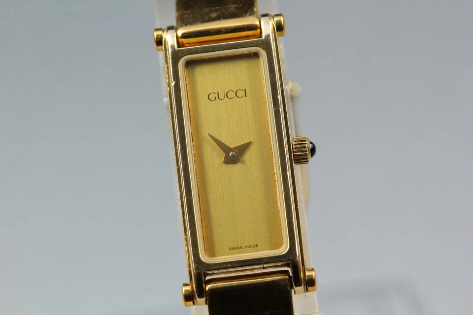 Reloj para mujer vintage 【Exc+5】 Gucci 1500 12 mm cuarzo esfera dorada brazalete de JAPÓN Foto 3 de 4