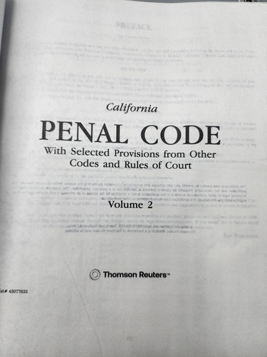 California Penal Code 2025 (California Desktop Codes) Vol I & II Free Shipping - Picture 5 of 10