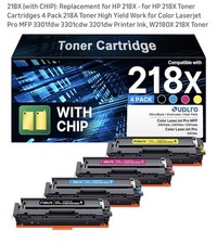 4 Pieces 218X with CHIP : Replacement for HP 218X , 218A Toner Cartridges