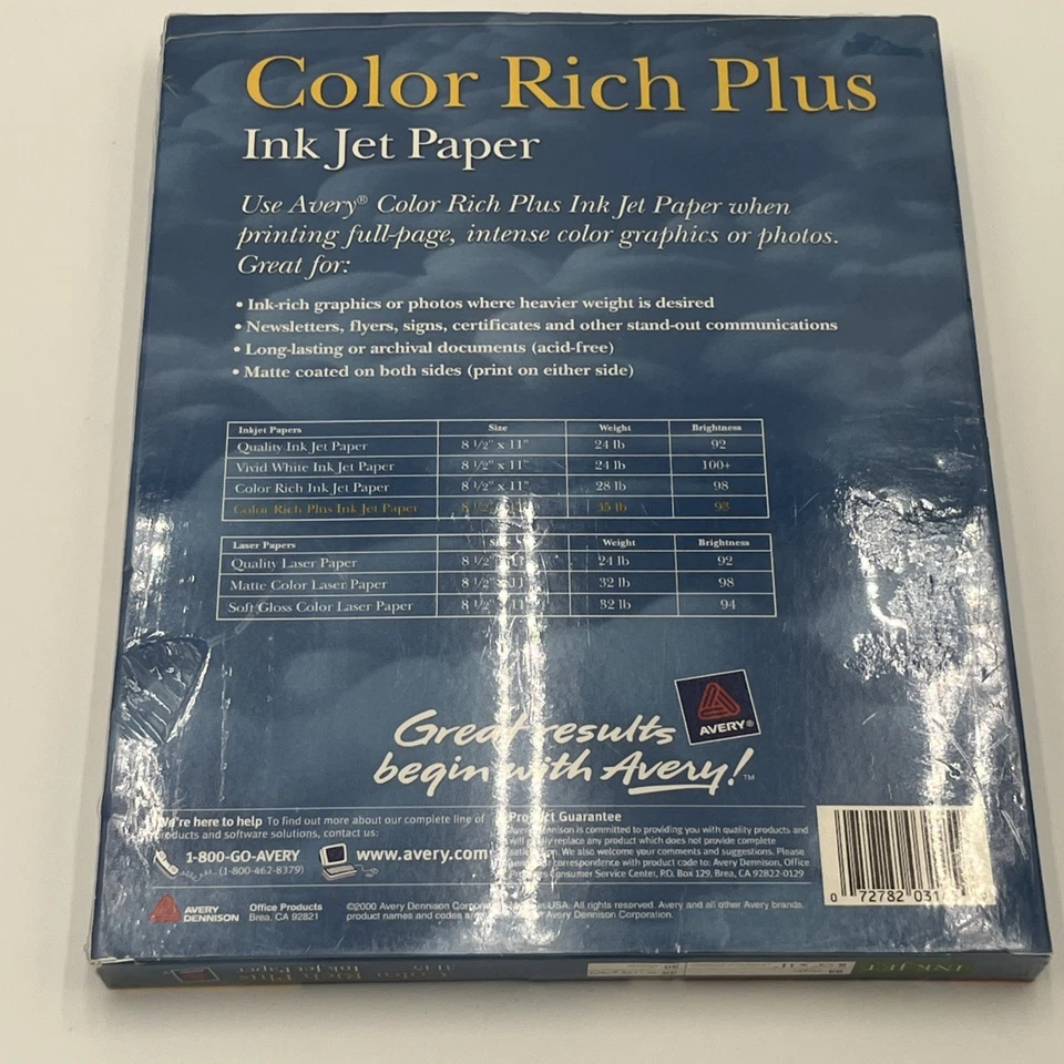 Avery 3145 Heavyweight Matte Color Rich Ink Jet, Thick Paper (50 sheets) New NOS - Image 2 of 4