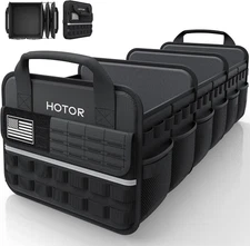HOTOR Tactical Car Trunk Organizer - Foldable 12.8" x 32.3" x 11.0", Black 