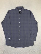 Eton Shirt Mens 16 34/35 Blue Polka Dot Cambridge Slim Fit Dress Long Sleeve