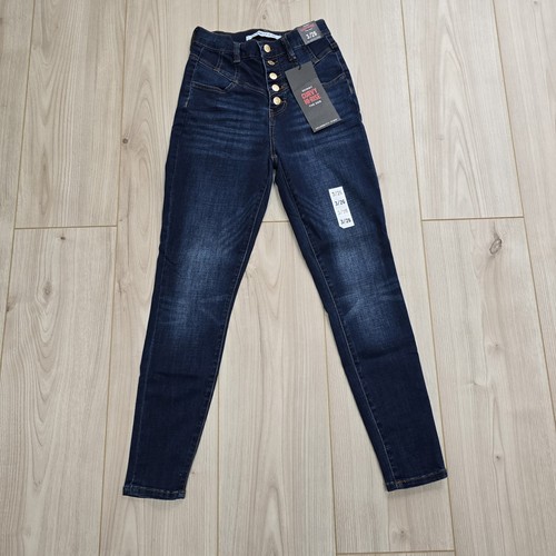 Celebrity Pink Juniors Women's Jeans 3/26 Button Skinny Curvy High Rise Blue - Picture 3 of 18