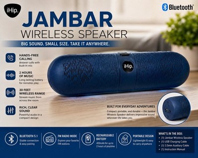 iHip JAMBAR Bluetooth Wireless Speaker Portable 5.1 FM Radio Hands-Free Calls