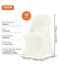 VEVOR 50PCS White Stretch Spandex Folding Chair Covers for Wedding Party Dining