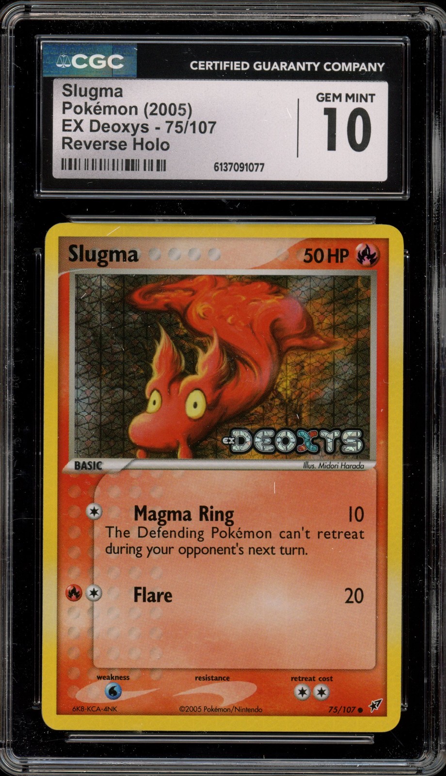 Pokemon Slugma EX Deoxys Reverse Holo #75 CGC 10 Gem Mint