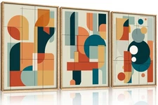 Mid Century Modern Wall Art Set Framed, Modern Canvas Art Wall Decor, Large A...
