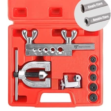 Double & Single Flaring Tool Kit for Brake Line and Brass Tubing Tool with Ex...
