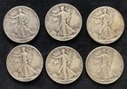Lot of 6 Silver Walking Liberty Half Dollars