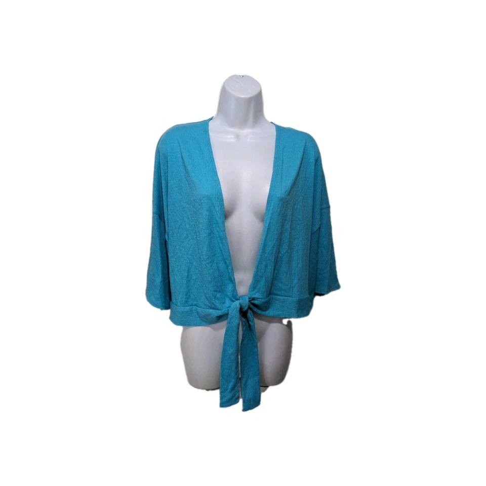 NWT Breaking Waves Cardigan Swim Beach Cover Up Womens M Blue Swimwear #2500 - Image 2 of 4