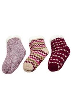 MUK LUKS Women's 3-Pack Aloe Infused Cozy Cabin Socks Berry