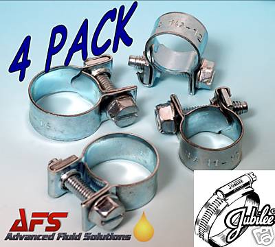 4 x 12 mm - 14 mm Jubilee Mini Schlauchschellen Klemme Mutter & Schraube Luft Kraftstoffleitung Wasser AFS