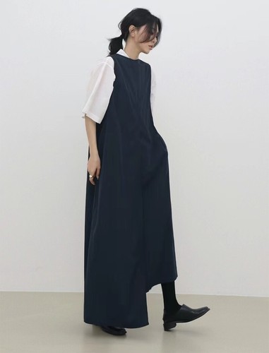 schlichter Stil Damen Retro Rundhals locker unregelmäßig Schlitz Kleid - Bild 18 von 20