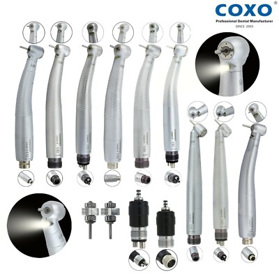 COXO 45° Dental Self Power LED Turbine Handpiece High Speed NSK Coupler 2/4 Hose