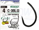 Owner C3-BL Carp Tsuyoshi Barbless Eyed Hooks (53270) Fishing Hooks Coarse