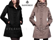 New! Women's Rainforest Ruched Front Hidden Hood Travel Rain Jacket! Variety!