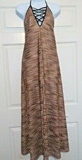 Forever 21 Women's crisscross halter maxi dress chevron Brown/Pink Size S new