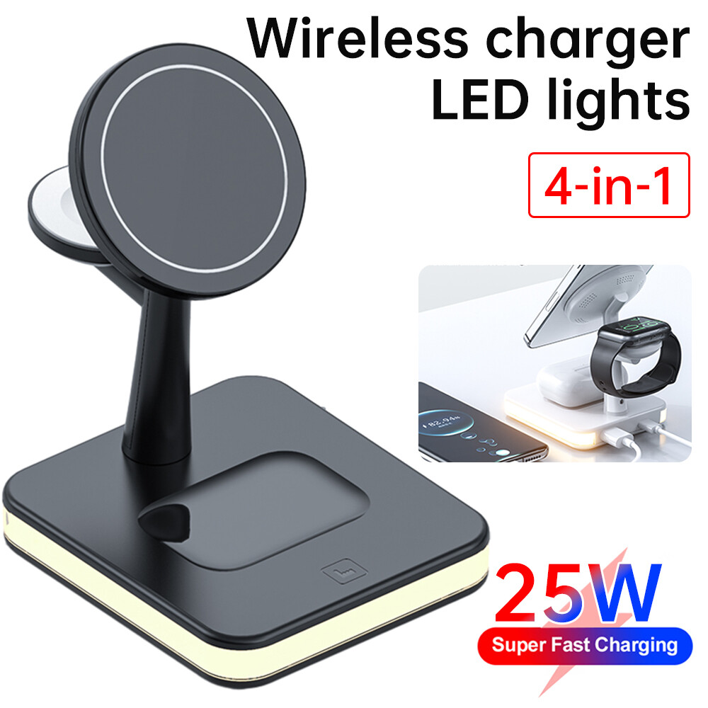 Wireless Charger Charging Station 4 In 1 For Apple Watch Air Pods iPhone 15 14-image