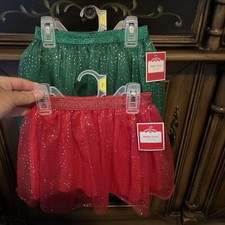 Holiday Time Red /Green Christmas Tutu Girl's 3T Shiny shimmery glittery