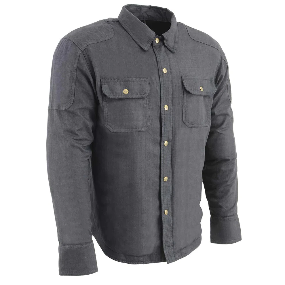 Milwaukee Leather 1622 Men's Black Flannel Biker Shirt with CE Approved Armor
