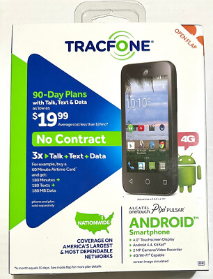 Tracfone Prepaid, Alcatel One Touch Pixi Pulsar, Black NEW SEALED
