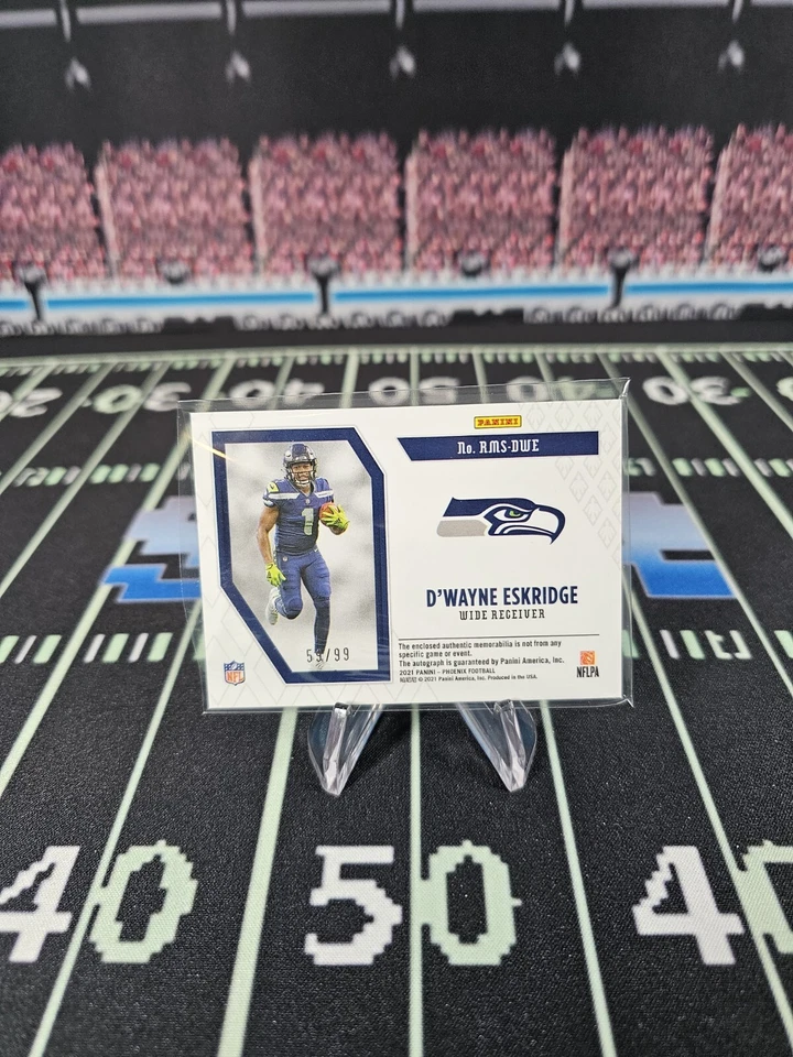 2021 Phoenix Dwayne Eskridge "Rising Rookie" -Orange- RPA #/99 Seattle Seahawks - Image 2 of 2
