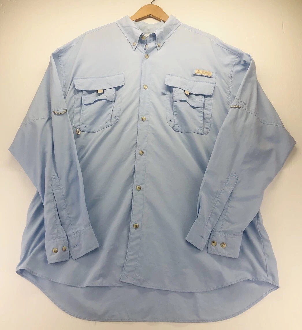Columbia PFG Shirt Men's Fishing Shirt Vented Long Sleeve Omni-Shade Blue XL
