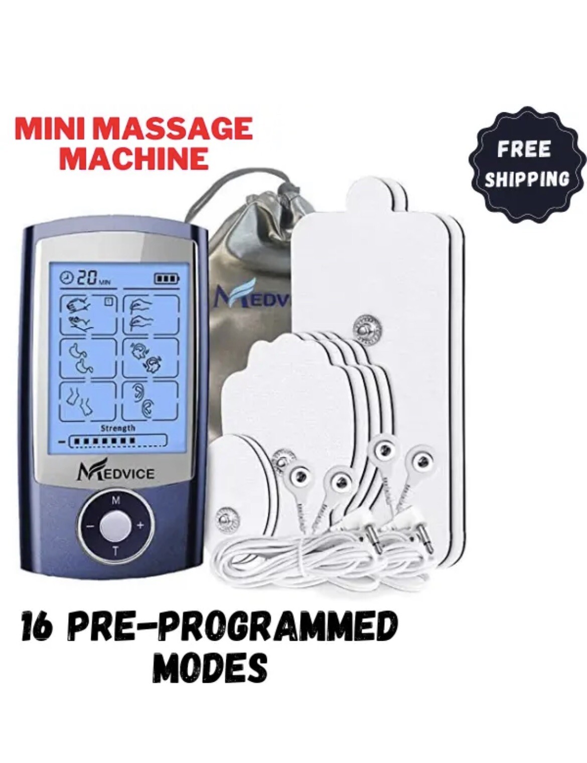 MEDVICE Rechargeable Tens Unit Muscle Stimulator, 2nd Gen 16 Modes, Massager
