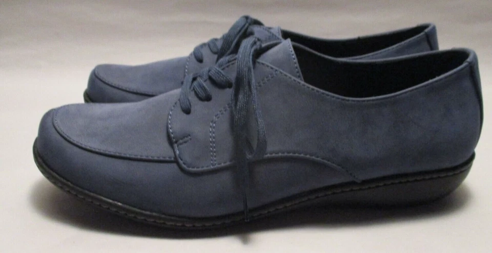 New Soft Style Womens 9M Blue Faux Suede Cushion Oxford Lace Up "Sensible" Shoes - Image 3 of 4
