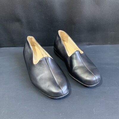 Furtuna Luftpolster Womens Black Slip On Flats, Echt Leder Shoes Size 