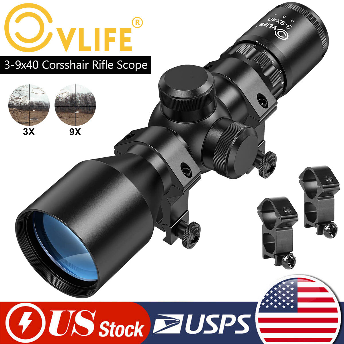 Valhalla Rifle Scope 3-9x40 Compact Rifle Scope Air Gun Scope Mil-Dot For Hunting With Free ...