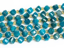 6MM Genuine Natural Blue Apatite Beads Grade AA Faceted Cube Loose Beads