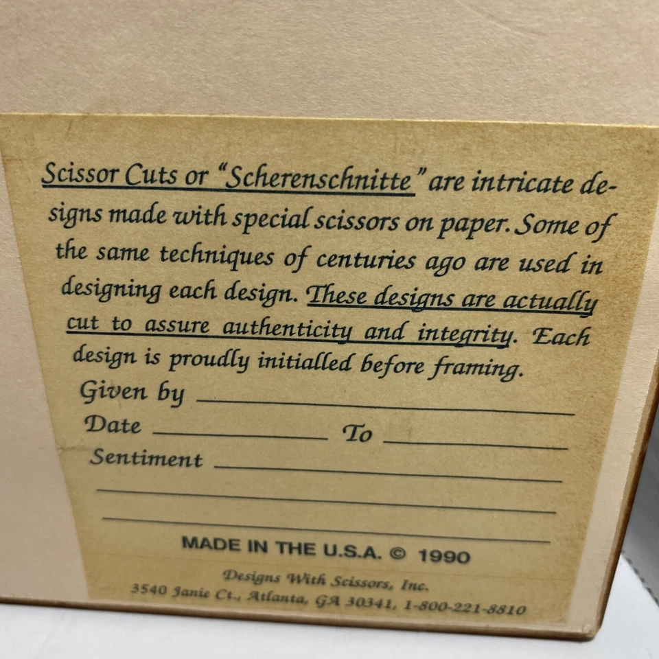 Paper Cutting Scherenschnitte Grandmothers artwork 1999 Made in USA Framed G1 - Image 4 of 4