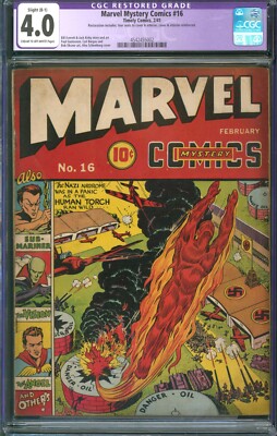 Marvel Mystery Comics #16 CGC 4.0 Timely 1941 Restored Alex Schomburg ...