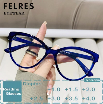 Cat Eye Blue Light Blocking Reading Glasses Women Clear Lens Presbyopic Glasses