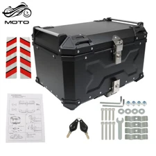 Black 65L Motorcycle Top Case Tail Box Waterproof Luggage Scooter Trunk Storage