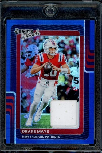 Drake Maye 2025 Donruss Optic Threads Blue Hyper Prizm Patch RPB-DME RC W/MAG
