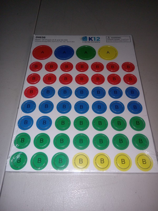 K12 Math+ 2D Shapes A-N AA-HH Colored Manipulatives School Classroom Set New