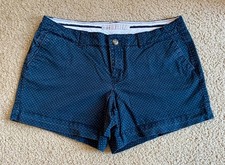 Old Navy Women Navy Blue Polka Dot Flat Front Summer Casual Chino Shorts Size 10